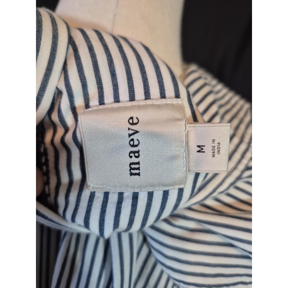 Anthropologie Maeve Bennett Boyfriend Oversized Shirt *Blue White* Stripe Medium - Picture 10 of 10